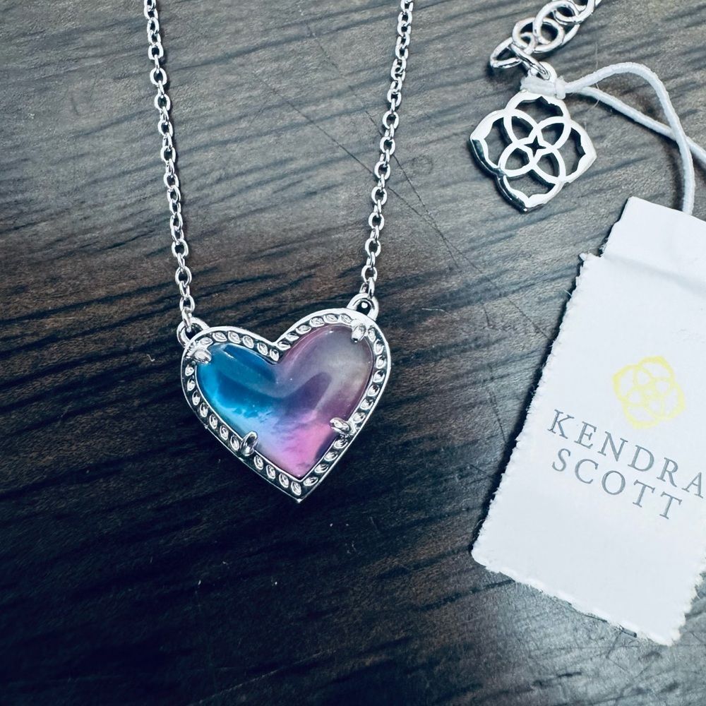 Kendra Scott Ari Heart Short Silver Pendant Chain Necklace